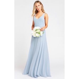 Beautiful blue bridesmaid dress.